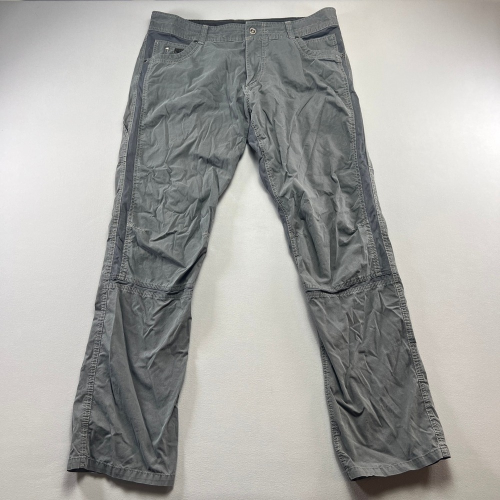 Kuhl Radikl Pants Mens 38x34 Gray Nylon Stretch Panels Lightweight Slight Taper